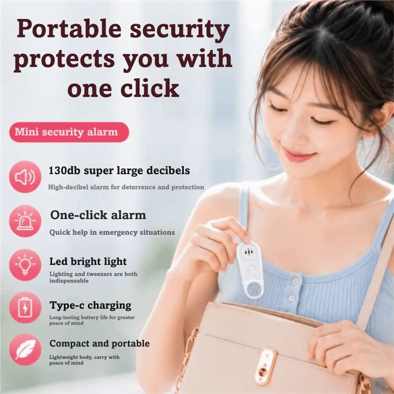 Personal Alarm Keychain - 緊急用アラームキーホルダー。携帯可能で、個人の安全を守るための、大音量・高デシベルの充電式アラーム。