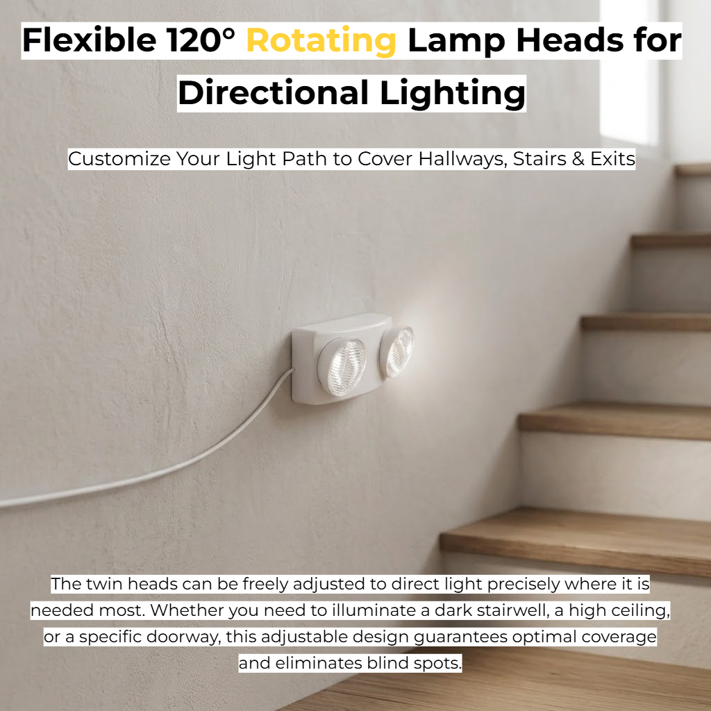 デュアルヘッドLED非常灯 2500mah 壁掛け式安全ラン - Power Outage Light のレビューと価格