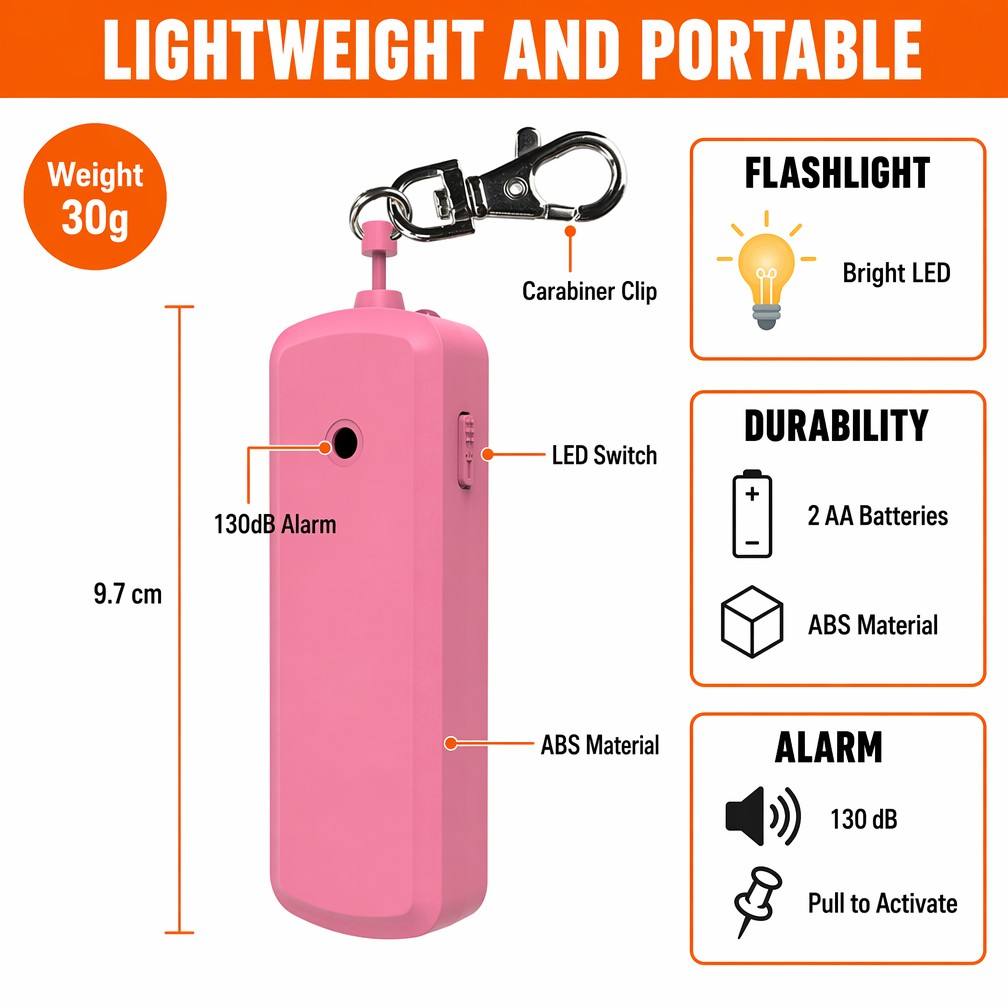 ポータブル 130dB 抗オオカミ警報器個人用自己防衛セキュ - Personal Alarm Keychain のレビューと価格