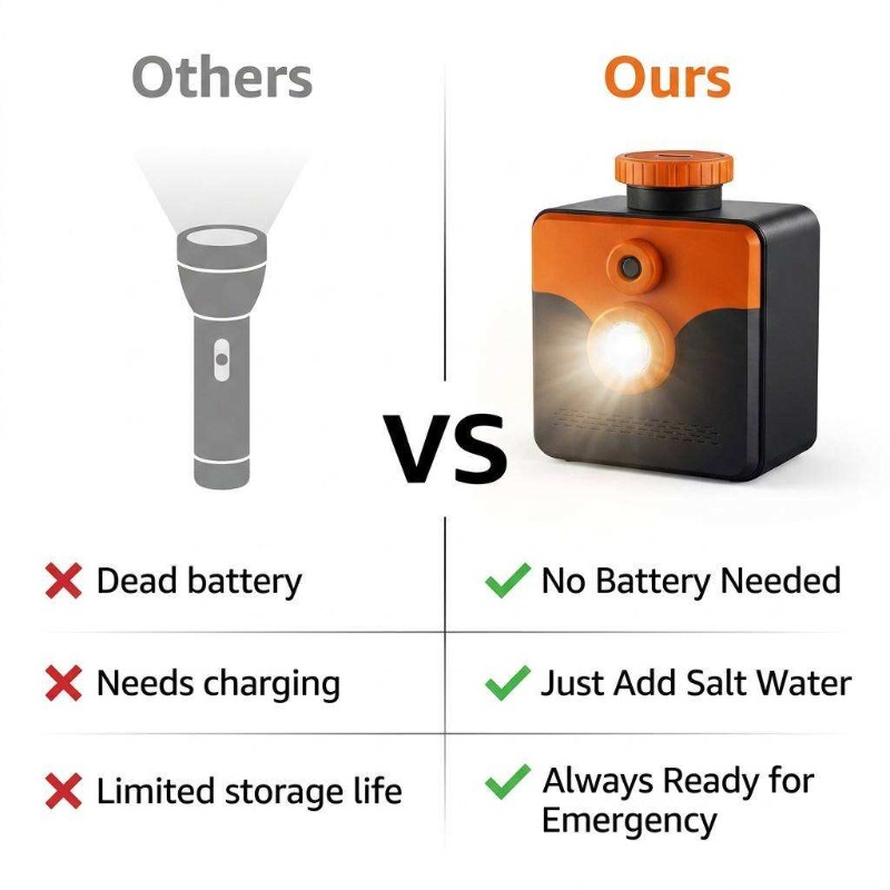 海水ランプ。海水で発電する非常用ライト。250ルーメン、40 - Power Outage Light のレビューと価格